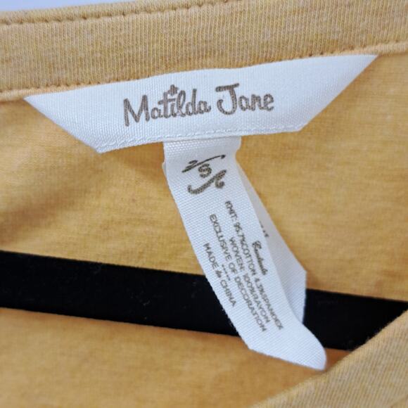 Matilda Jane Top S Make Believe Weekend Vibes Long Sleeve Ruffle Yellow Blue - Picture 3 of 9